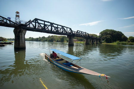 the Death Railway Bridge over the River Kwai of the Burma-Thailand Railway in the City of...