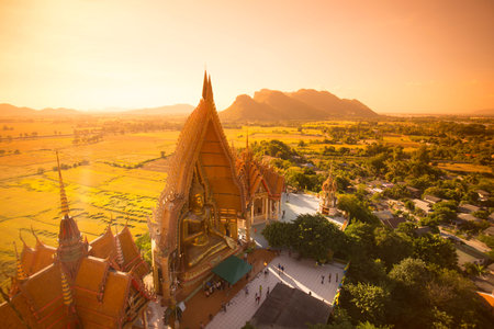 the wat tham sua near the City of Kanchanaburi in Central Thailand in Southeastasia.