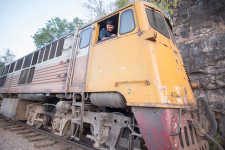 the Death Railway travel at the River Kwai of the Burma-Thailand Railway  north of the City of Kanchanaburi in Central Thailand in Southeastasia.のeditorial素材