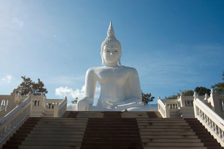 the Buddha of the Hilltop Temple in the Village of Thong Pha Phum north of the City of Kanchanaburi in Central Thailand in Southeastasia.のeditorial素材