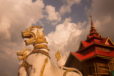 the Wat Wang Wiwekaram in the Village of Sangkhlaburi north of the City of Kanchanaburi in Central...