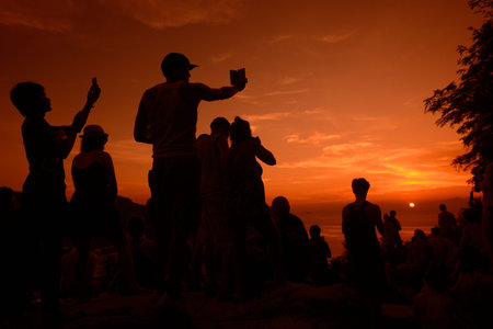 The view from the Viewpoint on the Town of Ko PhiPhi on Ko Phi Phi Island outside of the City of...