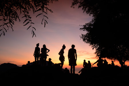 The view from the Viewpoint on the Town of Ko PhiPhi on Ko Phi Phi Island outside of the City of...