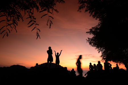 The view from the Viewpoint on the Town of Ko PhiPhi on Ko Phi Phi Island outside of the City of...