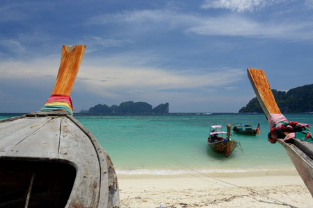 A Beach on the Island of Ko PhiPhi on Ko Phi Phi Island outside of the City of Krabi on the Andaman...