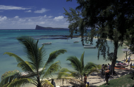 a beach near the town of Pereybere and the cap Malheureux on the island of Mauritius in the indian oceanのeditorial素材