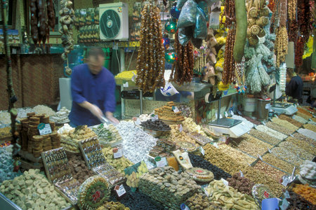 a market street at the Old Souq or Bazaar Kapali Carsi Market in the old town of the city Istanbul...