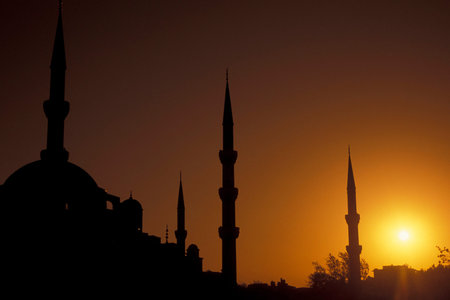 the Sultan Ahmed Mosque or Blue Mosque in the old town of the city Istanbul in Turkey.  Turkey, Istanbul, May, 2002のeditorial素材