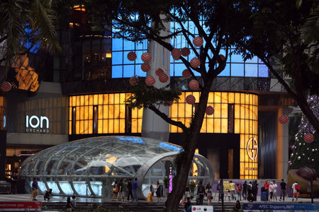 modern architecture and shopping malls at the Orchard Road in the city of Singapore in...