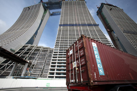 carco transport at the Marina Bay in the city of Singapore in Southeastasia.