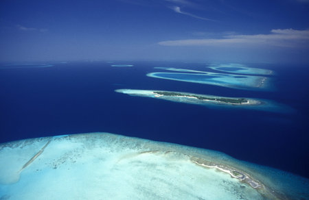 the seascape of the island and atoll of the Maldives Islands in the indian ocean.のeditorial素材