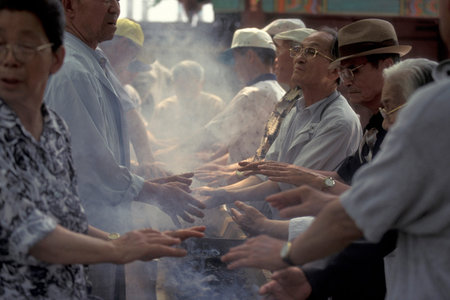 seniors and a acupuncture place at the Tapkol Prk in the city of Seoul in South Korea in EastAasia. ...