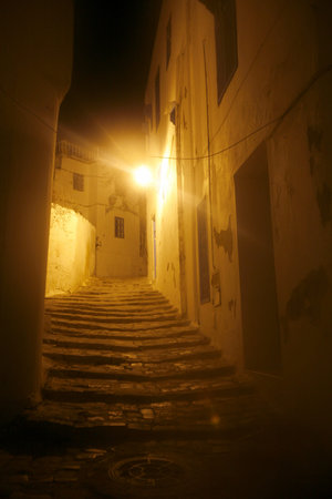 a alley in the Old Town of Sidi Bou Said near the City of Tunis in north of Tunisia in North Africa,  Tunisia, Sidi Bou Sair, March, 2009のeditorial素材