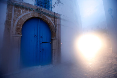a alley in the Old Town of Sidi Bou Said near the City of Tunis in north of Tunisia in North Africa,  Tunisia, Sidi Bou Sair, March, 2009のeditorial素材