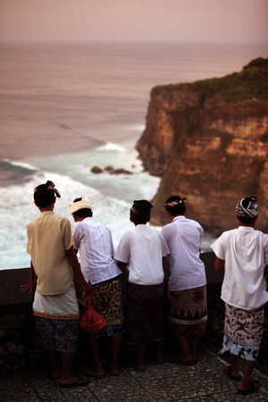 people near the temple of Ulu Watu Tempel on the island Bali in indonesia in southeastasia