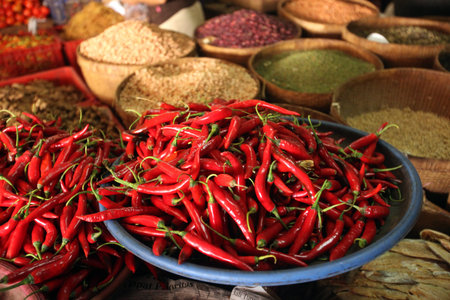 the market Pasar Badung in the city of denpasar of the island Bali in indonesia in southeastasia