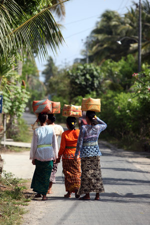 people at the big ceremony in the village on the Island Nusa Lembongan Island near the island Bali in indonesia in southeastasiaのeditorial素材
