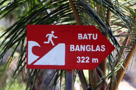 a tsunami escape in the village on the Island Nusa Lembongan Island near the island Bali in indonesia in southeastasiaのeditorial素材