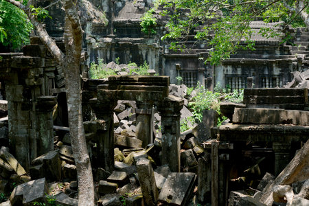 a view at the Tempel Ruins of Beng Mealea 32 Km north of the Temple City of Angkor near the City of...