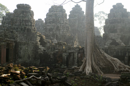 The Temple of  Banteay Kdei in the Temple City of Angkor near the City of Siem Reap in the west of Cambodia.   Cambodia, Siem Reap, April 2014のeditorial素材