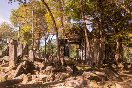 the Khmer Temples of Koh Ker east of the Town of Srayong west of the city Preah Vihear in Northwaest...