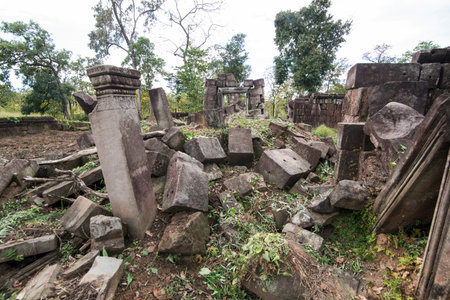 the Khmer Temple of Prasat Kuck just near the Prasat Neak Buos east of the Town of Sra Em north of...