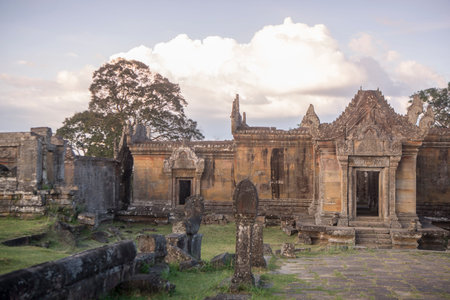 the Khmer Temples of Prsat Preah Vihear north of the town Sra Em in the province of Preah Vihear in Northwest Cambodia.  Cambodia, Sra Em, November, 2017,のeditorial素材