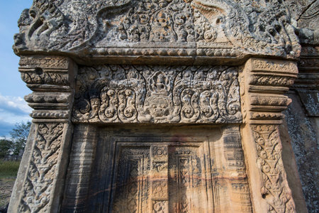 the Khmer Temples of Prsat Preah Vihear north of the town Sra Em in the province of Preah Vihear in Northwest Cambodia.  Cambodia, Sra Em, November, 2017,のeditorial素材