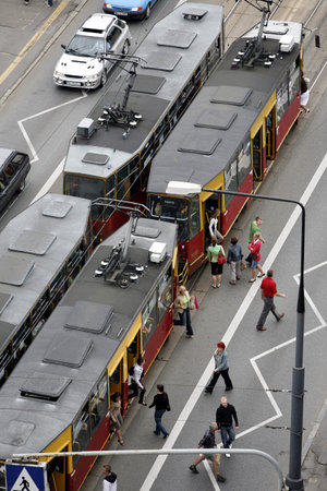 a city train in the City of Warsaw in Poland, East Europe.