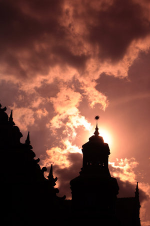 the city hall or town hall at the Stray Rynek square in the old town of Poznan in Poland in east Europe.のeditorial素材