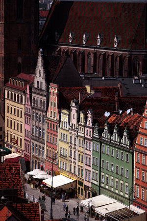 the Stray Rynek square in the old town of Wroclaw in Poland in east Europe.