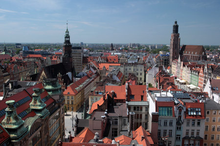 the Stray Rynek square in the old town of Wroclaw in Poland in east Europe.