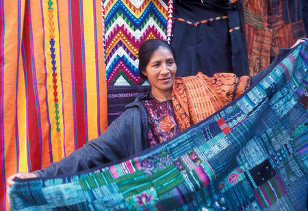 people in traditional clotes at the Market in the Village of  Chichi or Chichicastenango in Guatemala in central America.のeditorial素材