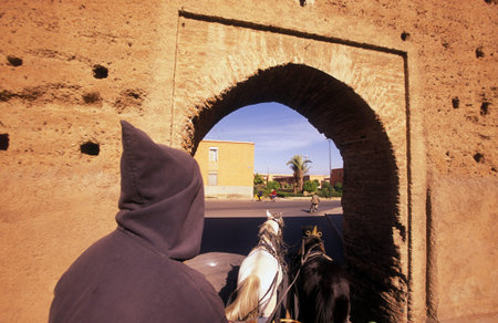 The Old Town near the Djemma del Fna Square in the old town of Marrakesh in Morocco in North Africa.のeditorial素材