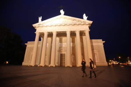 The old Town of the City Vilnius with the clocktower and the Johanneschurch  in the Baltic State of Lithuania,のeditorial素材