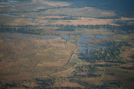the landscape near the town of Phonsavan in the province Xieng Khuang in north Lao in southeastasia.のeditorial素材