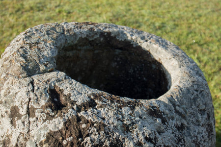 the plain of jars sit1 in the morning near the town of Phonsavan in the province Xieng Khuang in north Lao in southeastasia.のeditorial素材