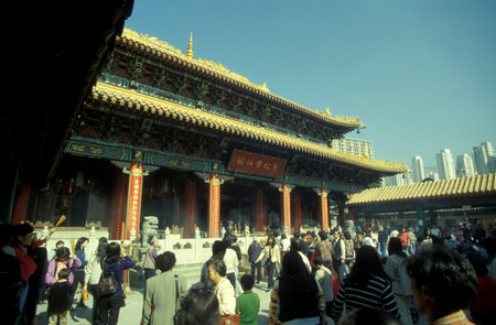 the Chinese Temple Wong Tai Sin in the city of Hongkong in Hongkong.  China, Hongkong, May, 1997