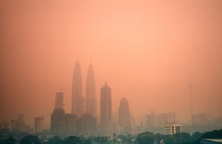 the architecture of the Petronas Twin Towers in the city of Kuala Lumpur in Malaysia.  Malaysia,...