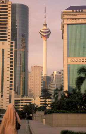 the KL Tower and Communications Tower in the city of Kuala Lumpur in Malaysia.  Malaysia, Kuala Lumpur, January, 2003のeditorial素材