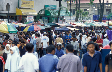 the Marketstreet with shops in the Old Town and China Town in the city of Kuala Lumpur in Malaysia.  Malaysia, Kuala Lumpur, January, 2003のeditorial素材