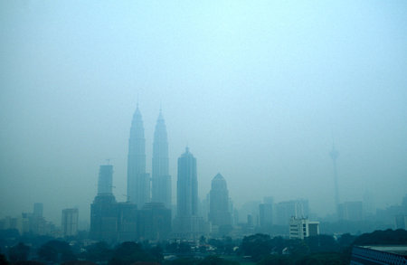 the architecture of the Petronas Twin Towers in the city of Kuala Lumpur in Malaysia.  Malaysia,...