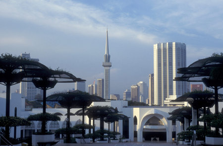 the Mosque of Masjid Negara in the city of Kuala Lumpur in Malaysia.  Malaysia, Kuala Lumpur, August, 1997のeditorial素材