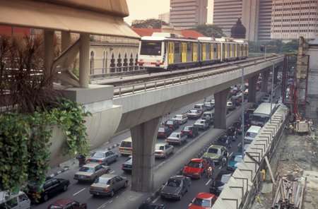 a Metro star train in the city of Kuala Lumpur in Malaysia.  Malaysia, Kuala Lumpur, August, 1997
