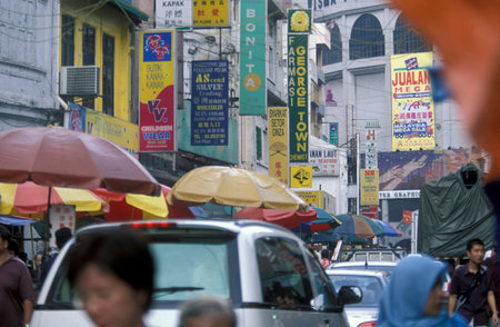 the Marketstreet with shops in the Old Town and China Town in the city of Kuala Lumpur in Malaysia. ...