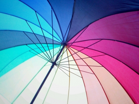 Umbrella with rainbow coloredの素材