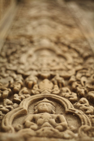 A stone cravings of Buddha on wall