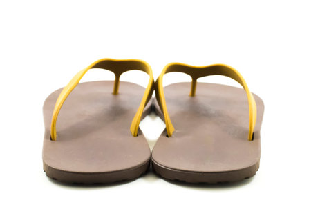 One pair of slipper are on white background.の写真素材