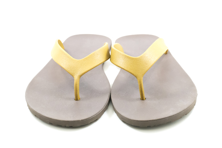One pair of slipper are on white background.の写真素材