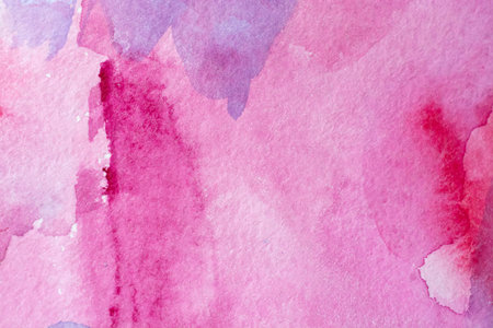 Abstract texture brush ink art background pink red magenta aquarel watercolor splash hand drawn paintの写真素材